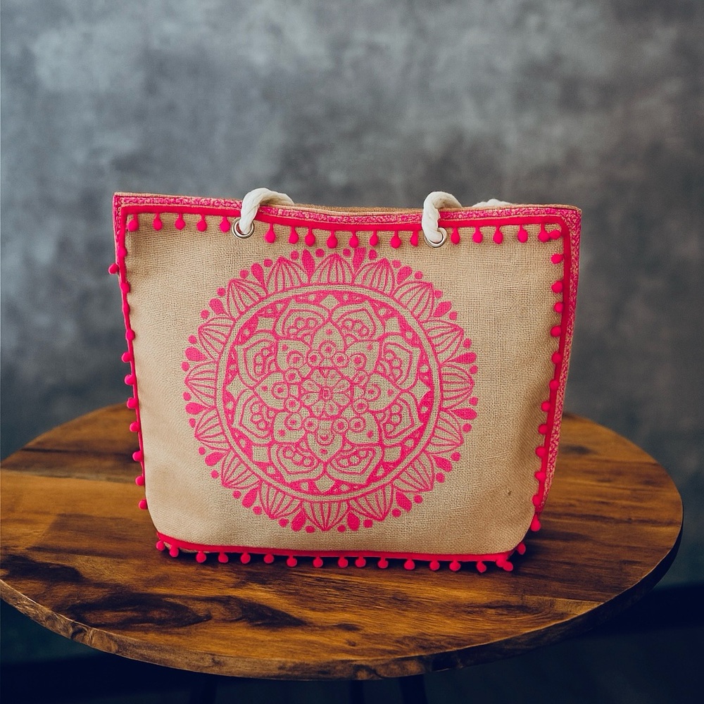 SOL SPIRIT BOHO PINK FLORAL TOTE BAG